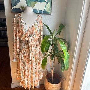 NWT Kivari Everly Tie Front Midi Dress